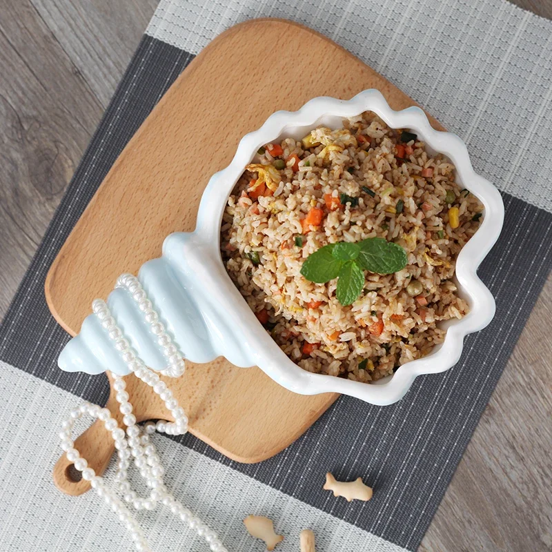 

White Conch Ceramic Plates Snack Fruit Dishes Cake Plate Candy Dish Salad Tray Porcelain Tableware Decor Dinnerware