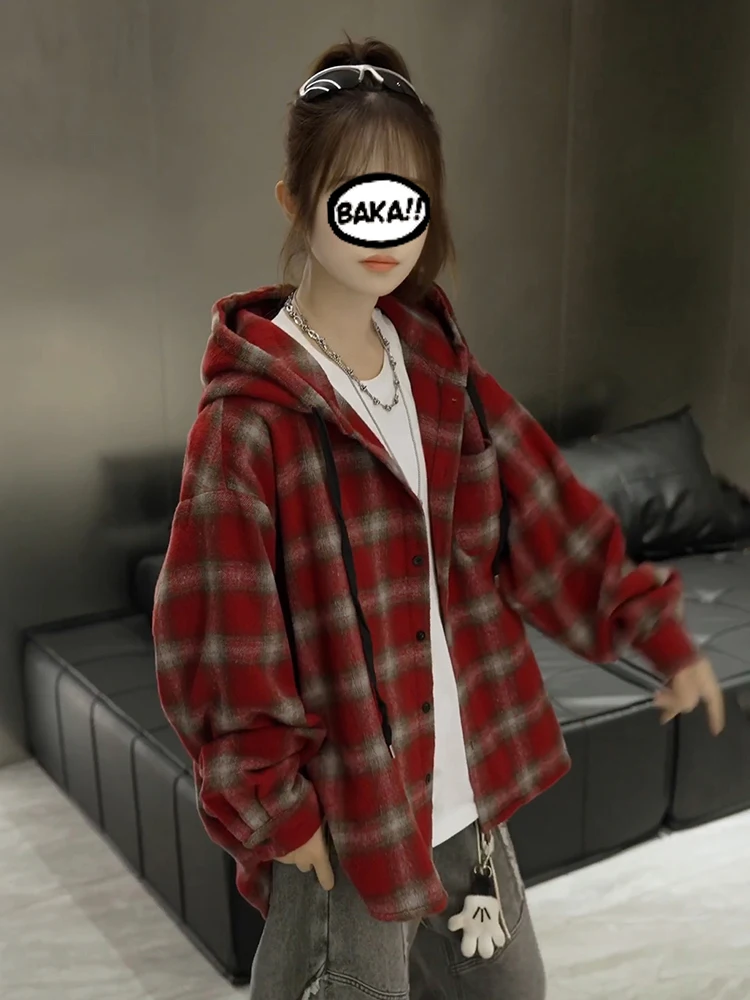 

Мужская осенняя толстовка-кардиган в американском стиле с капюшоном, в клетку, средней длины, с длинными рукавами, повседневная верхняя одежда