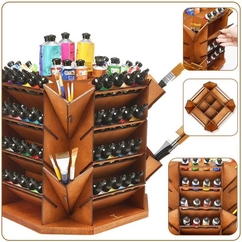 

Поворотный стол для хранения краски, стеллаж для инструментов, полка для хранения, держатель для ручек, держатель для ручек