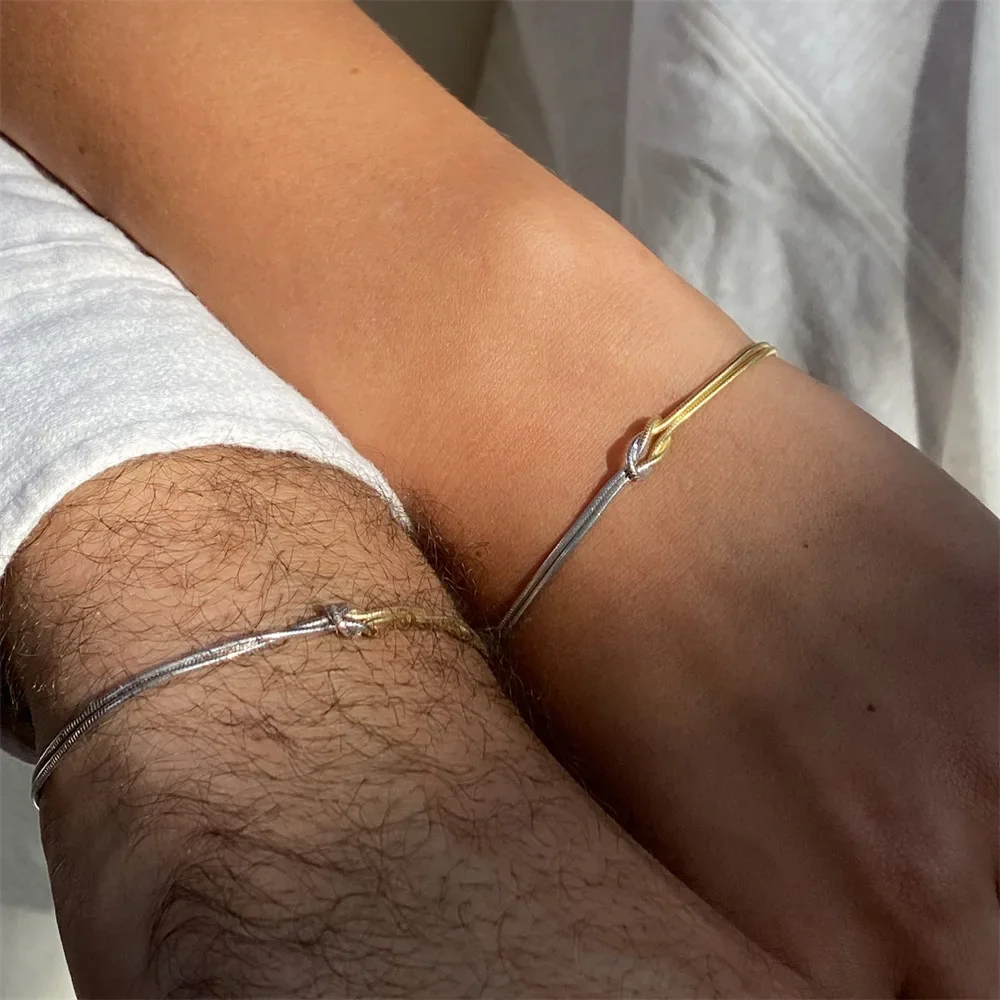 Stainless Steel Classic Knot Bracelet, Couples Best Friend Bracelets, Birthday Gift for BFF, Dainty Friendship Jewelry