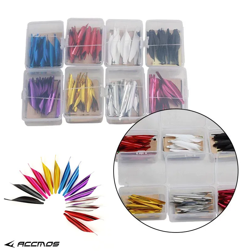 50 Uds pluma de flecha en espiral 1,8 pulgadas/2 pulgadas paletas de ala giratoria para caza tiro con arco ejes de flecha Fletches accesorios DIY