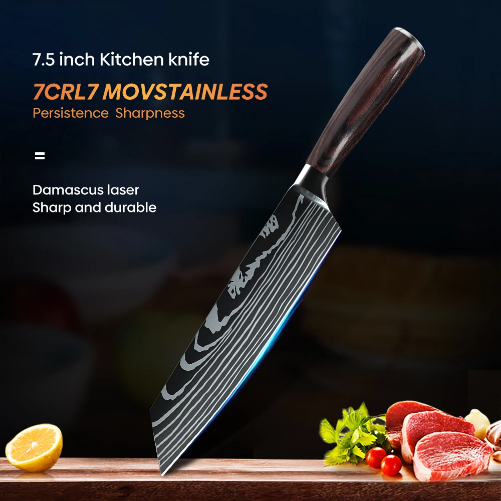 MDHAND Damaststahl Küchenmesser Kochmesser Metzger Fleischbeil Ausbeinen Grill Schneiden Kiritsuke Messer Sushi Messer – Detail 6