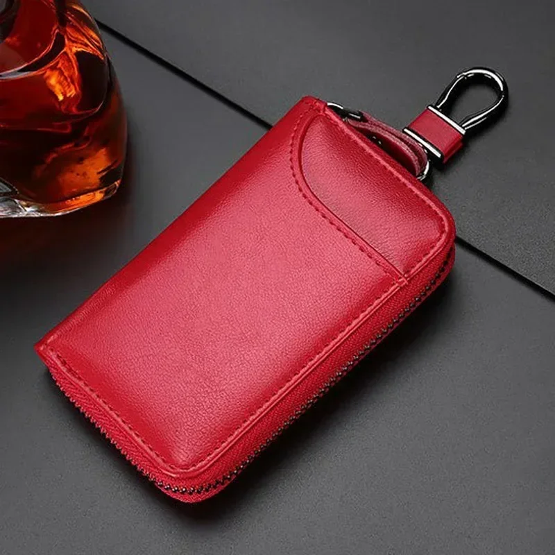 New Fashion Genuine Leather Car Key Bag Case Wallet Holder Chain Smart Leather Keychain Car Key Holder Key Pouch Organizer