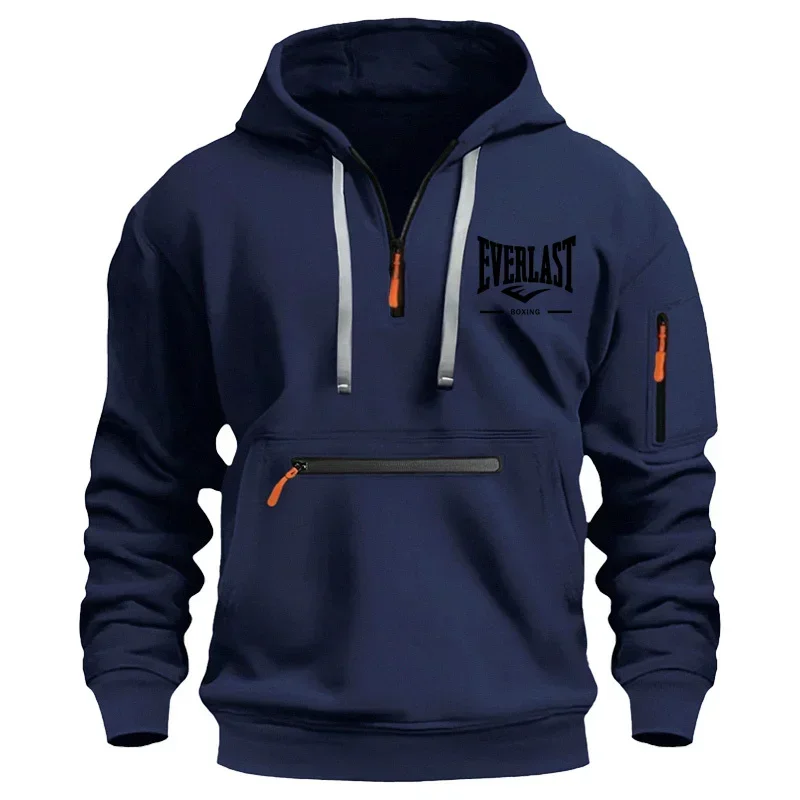 Lässiges Sweatshirt, lockerer Kapuzenpullover, modisches Herbst- und Winter-Sweatshirt, Herrenbekleidungsmarke, bedruckter Kapuzenpullover mit mehreren Reißverschlüssen