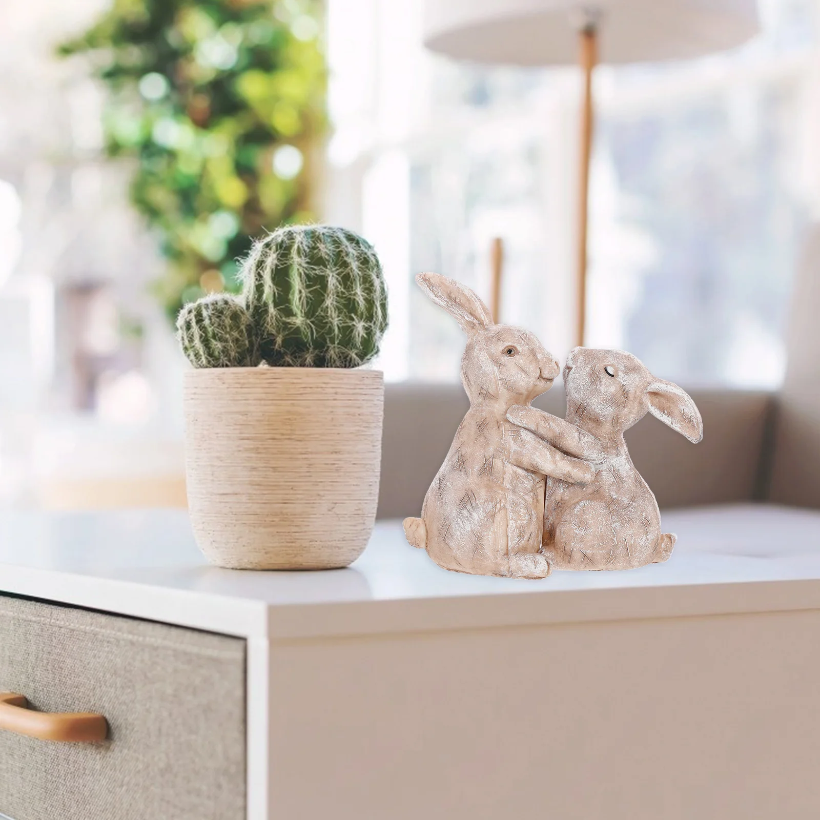 Couple Hugging Resin Rabbit Lawn Figure Decoration Bunny Sculpture Artware Garden Rabbit Statue nament