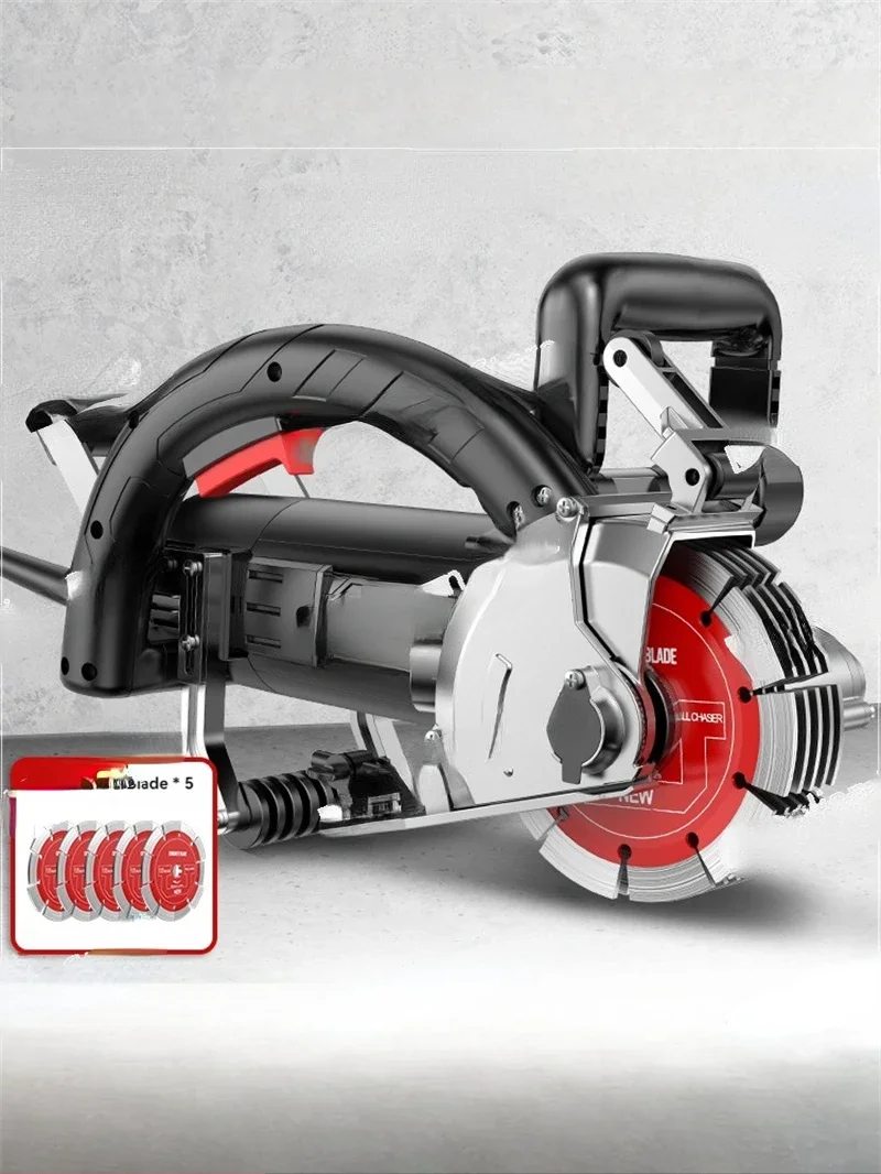 Electric Wall Slotting Machine, Industrial Wall Chaser, Dust-Free Concrete Cutting Machine, Slot Depth 38mm Circular Saw