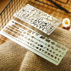 Vintage Di Động Thép Không Gỉ Stencils Rỗng Người Cai Trị Nhà Quy Hoạch Du Lịch Nhật Ký Xách Tay DIY Dụng Cụ Bản Mẫu Tặng Văn Phòng Phẩm