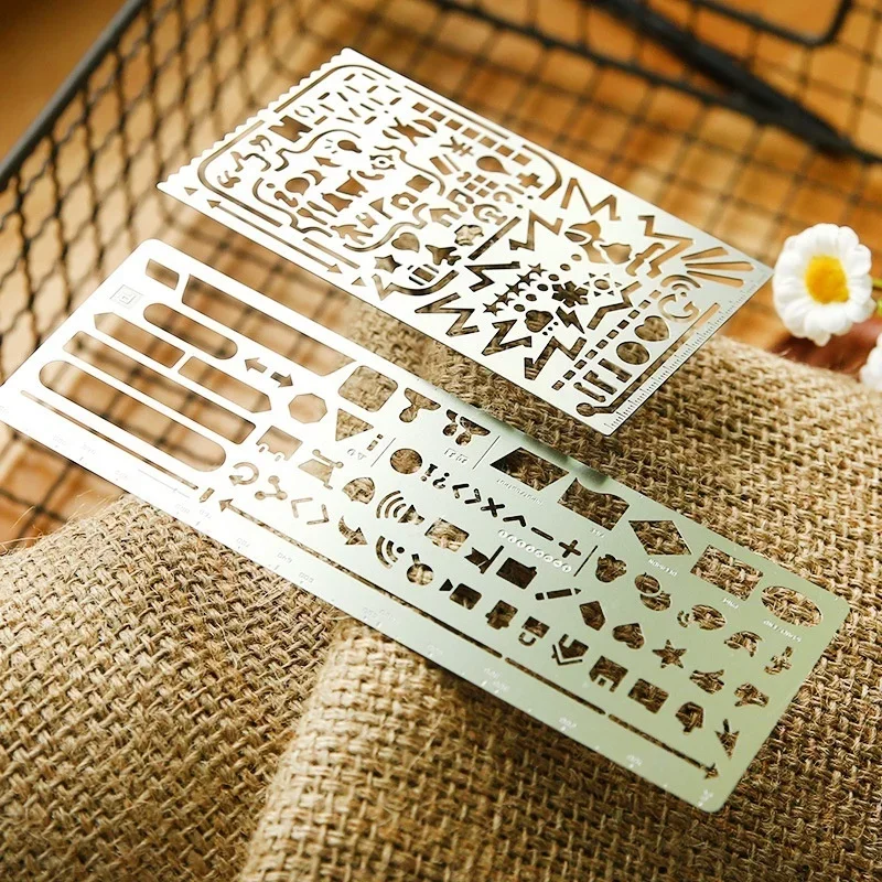 Vintage przenośne szablony ze stali nierdzewnej pusta linijka Planner pamiętnik podróżny notatnik narzędzie do majsterkowania szablon prezent artykuły papiernicze
