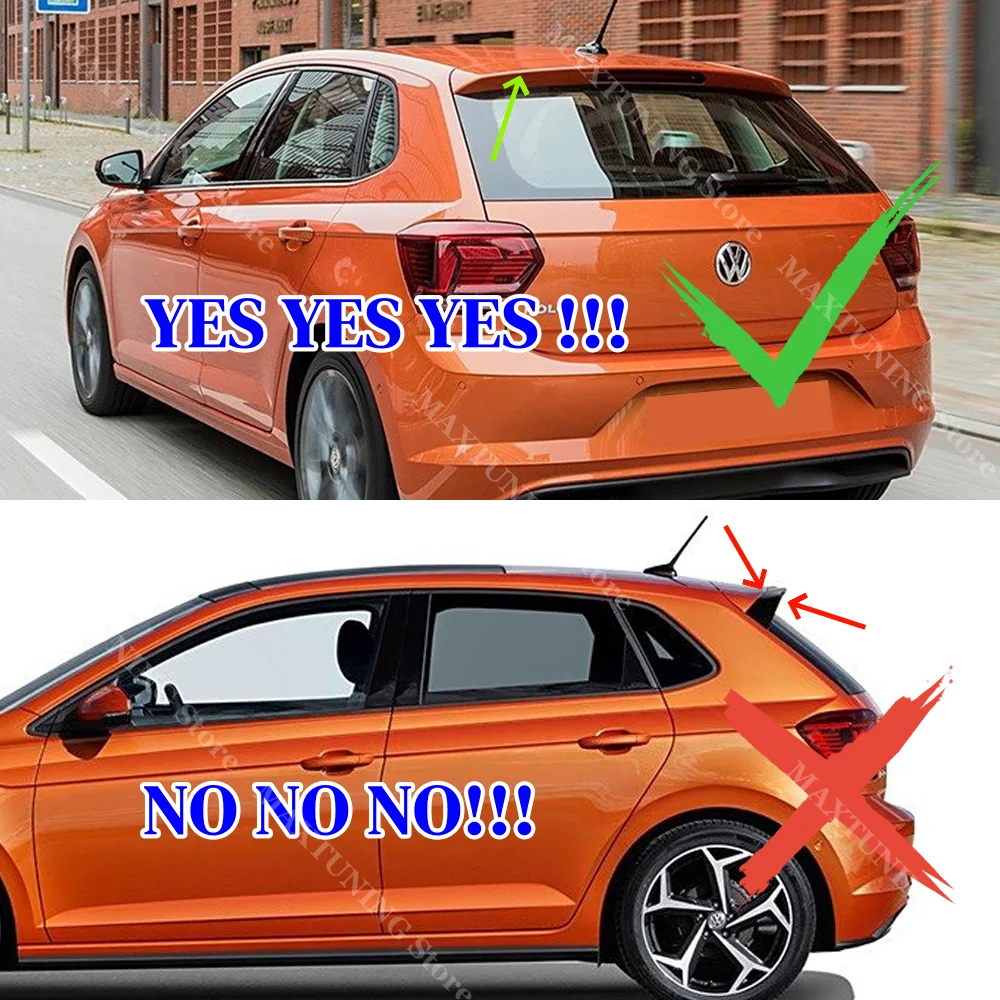 GTI Style Spoiler For Volkswagen Polo 6 MK6 2018-2025 ABS Car Rear Trunk Roof Wing Extension Wings Tail Lip Cap Splitter Tuning