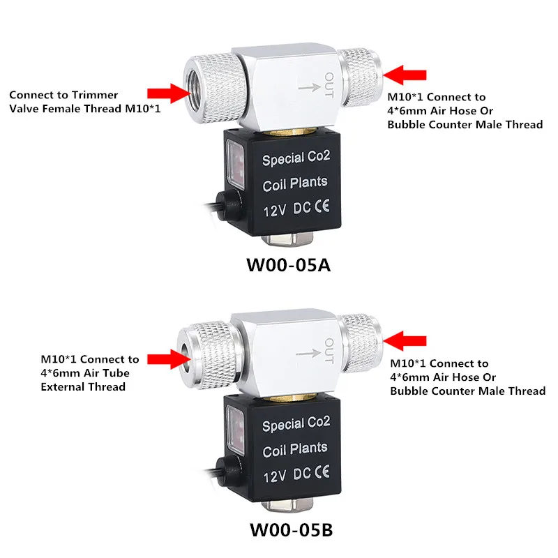 Aquarium CO2 Solenoid Valve Regulator Low Temperature Waterproof CO2 System Aquarium Fish Tank Electric Magnetic Valve DC 12V