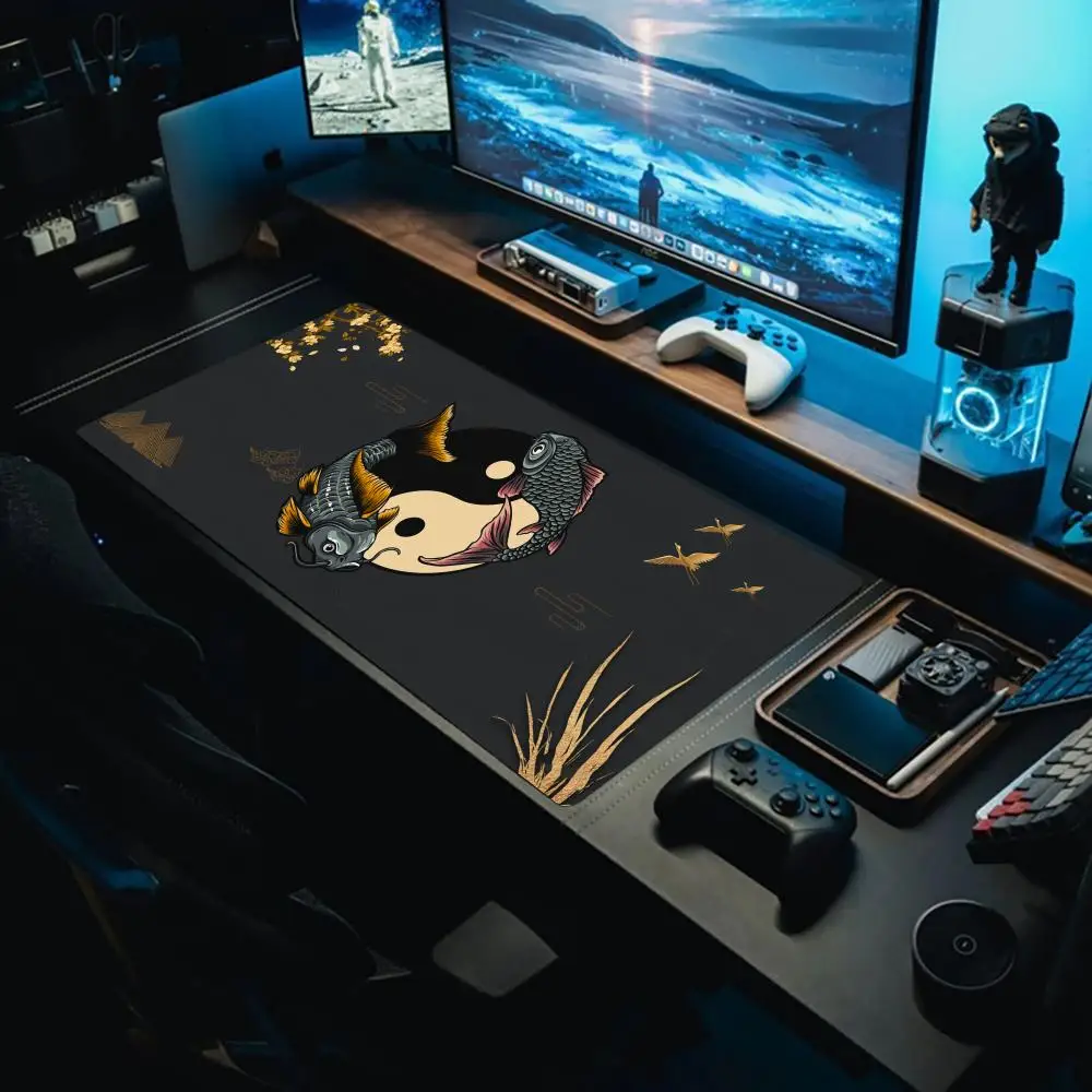 

Коврик для мыши Tai Chi Koi, большой настольный коврик, игровой коврик для мыши, клавиатура, геймерский резиновый коврик против морщин, нескользящий нижний настольный коврик