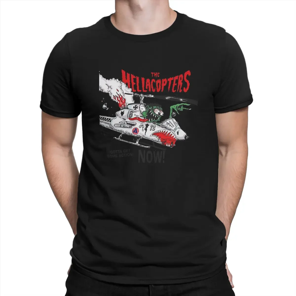 Gotta Get Some Action T-Shirt for Men Hellacopters Funny 100% Cotton Tees Crewneck Short Sleeve T Shirts Gift Idea Clothing