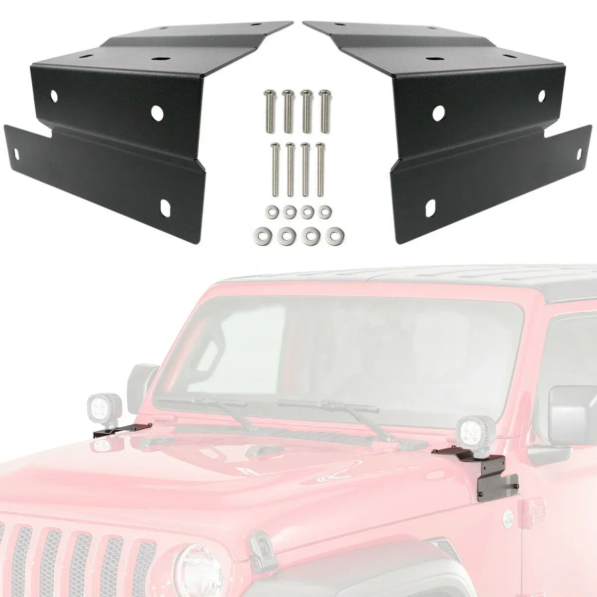 

XDSLower A-Pillar Steel Mounts Clamp Work Light Bracket For 2018-2022 Wrangler JL