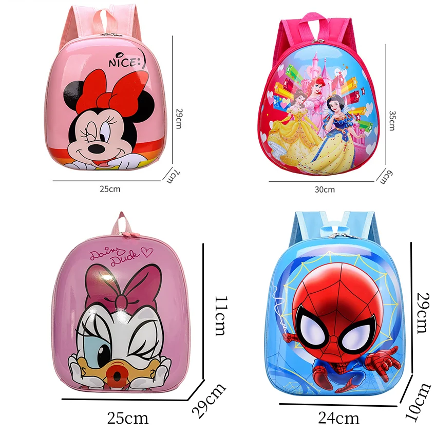 Disney Mickey Mouse Minnie Children\'s Backpack Anime Spider Elsa Printten Cute Cartoon Egg Shell Boy Girl Stitch School Bag Gift