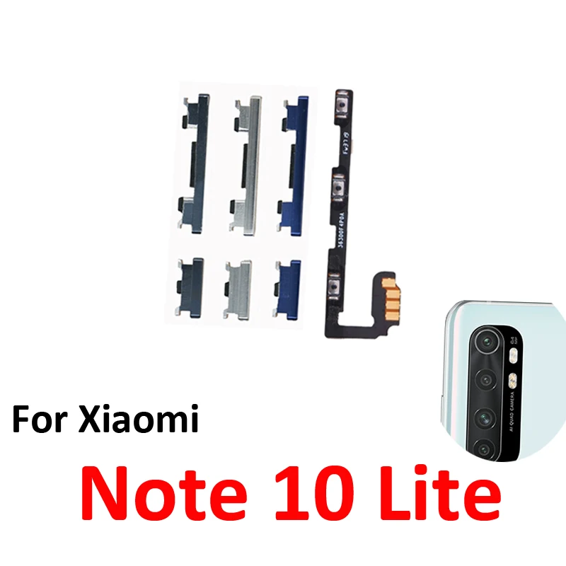 Phone Power Volume Button For Xiaomi Mi Note 10 Lite New On Off Up Down External Key Flex Cable Replacement Repair Parts