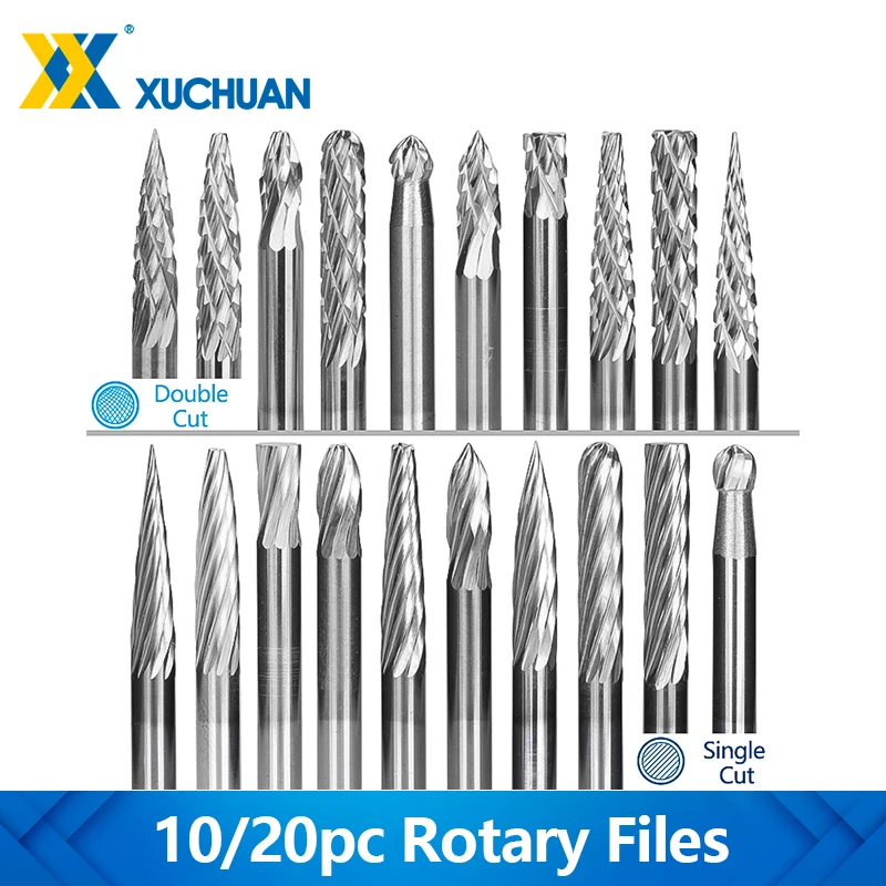 

10/20pc Rotary File 3x3mm Singe Cut and Double Cut Rotary Files for Tungsten Carbide Rotary Burrs Rotary Tools Accessories