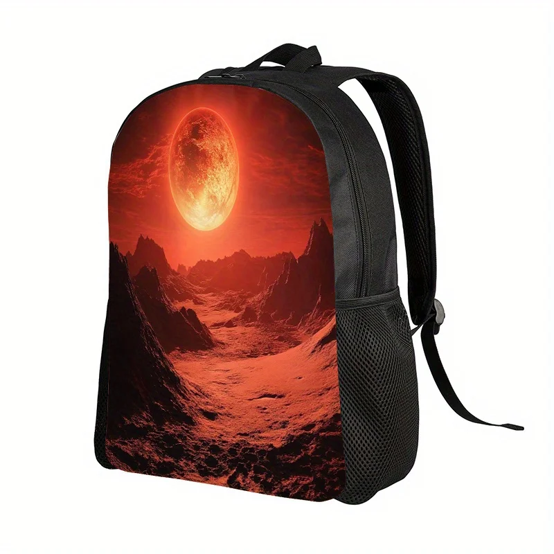 

2D flat print backpack, Red Planet backpack, women's large-capacity wilderness landscape travel backpack