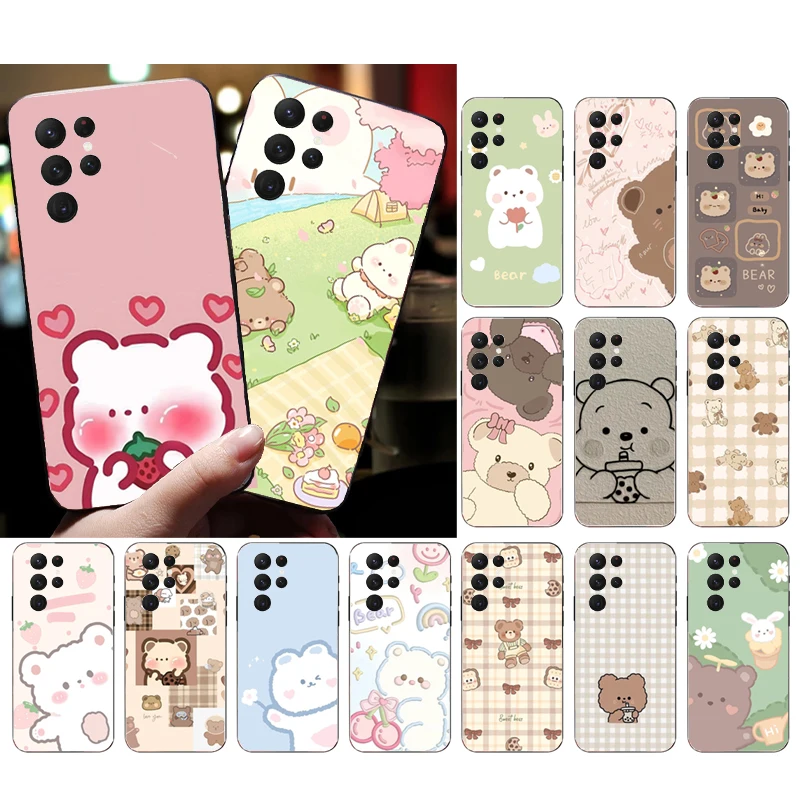 

Kawaii Cute Cartoon bear Phone Case For Samsung S25 S24 S23 S22 S21 Ultra S24 S23 S22 S21 Plus S24 S21 S20 FE