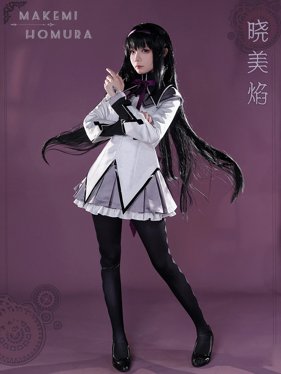 

COSLEE Puella Magi Madoka Magica Akemi Homura Lolita Dress School Uniform Cosplay Costume Halloween Carnival Outfit Women New