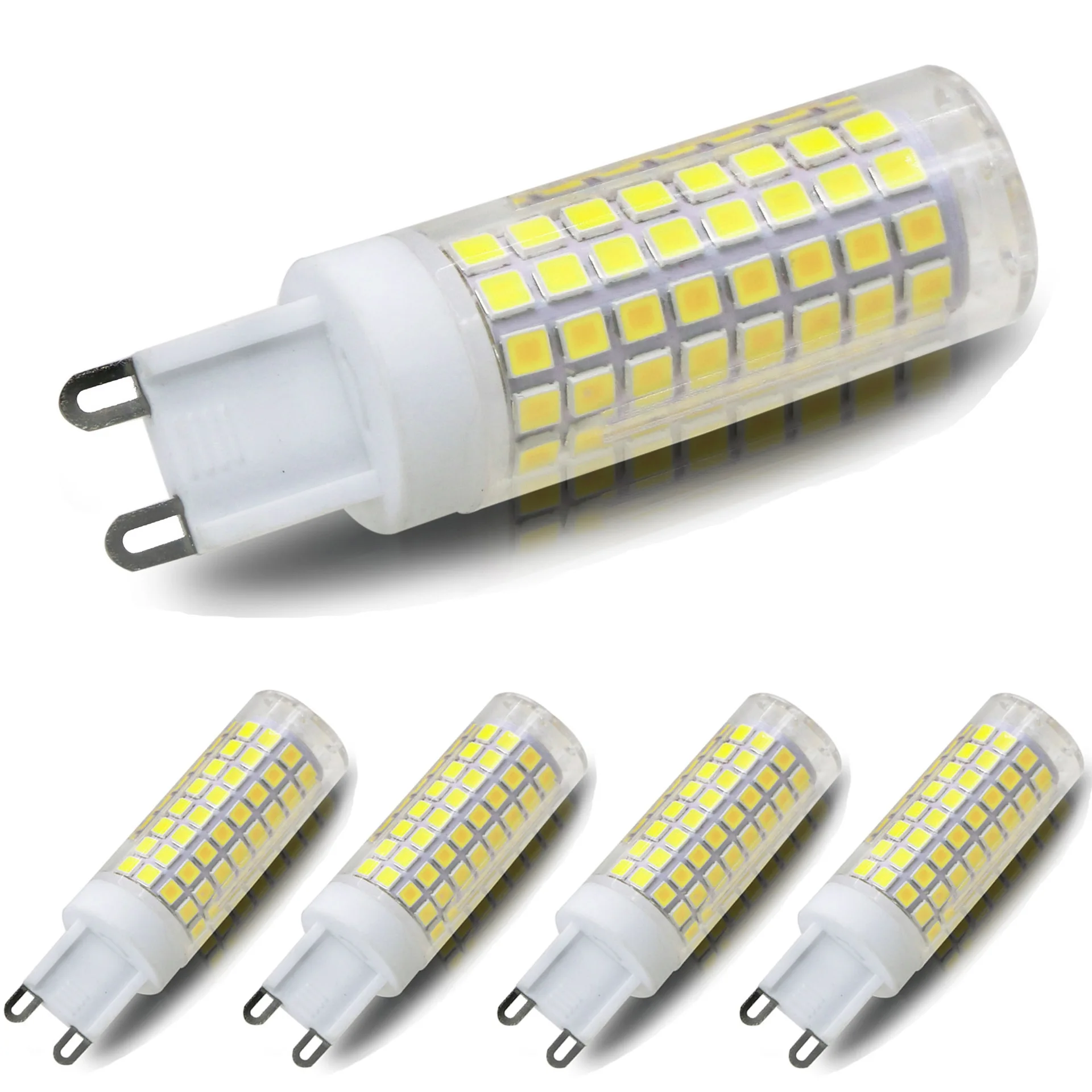 10Pcs G9 LED 9W 15W 20W 25W  136 LEDs Ceramics corn wick with no flicker frequency 110-220v led bulb insertion height