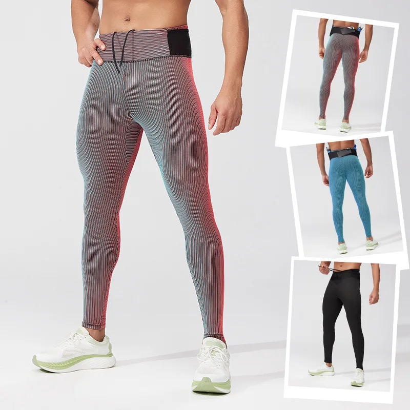 

Спортивные узкие брюки, мужские быстросохнущие дышащие полуэластичные брюки для бега с высокой талией, фитнес, велоспорт, баскетбол, тренировка