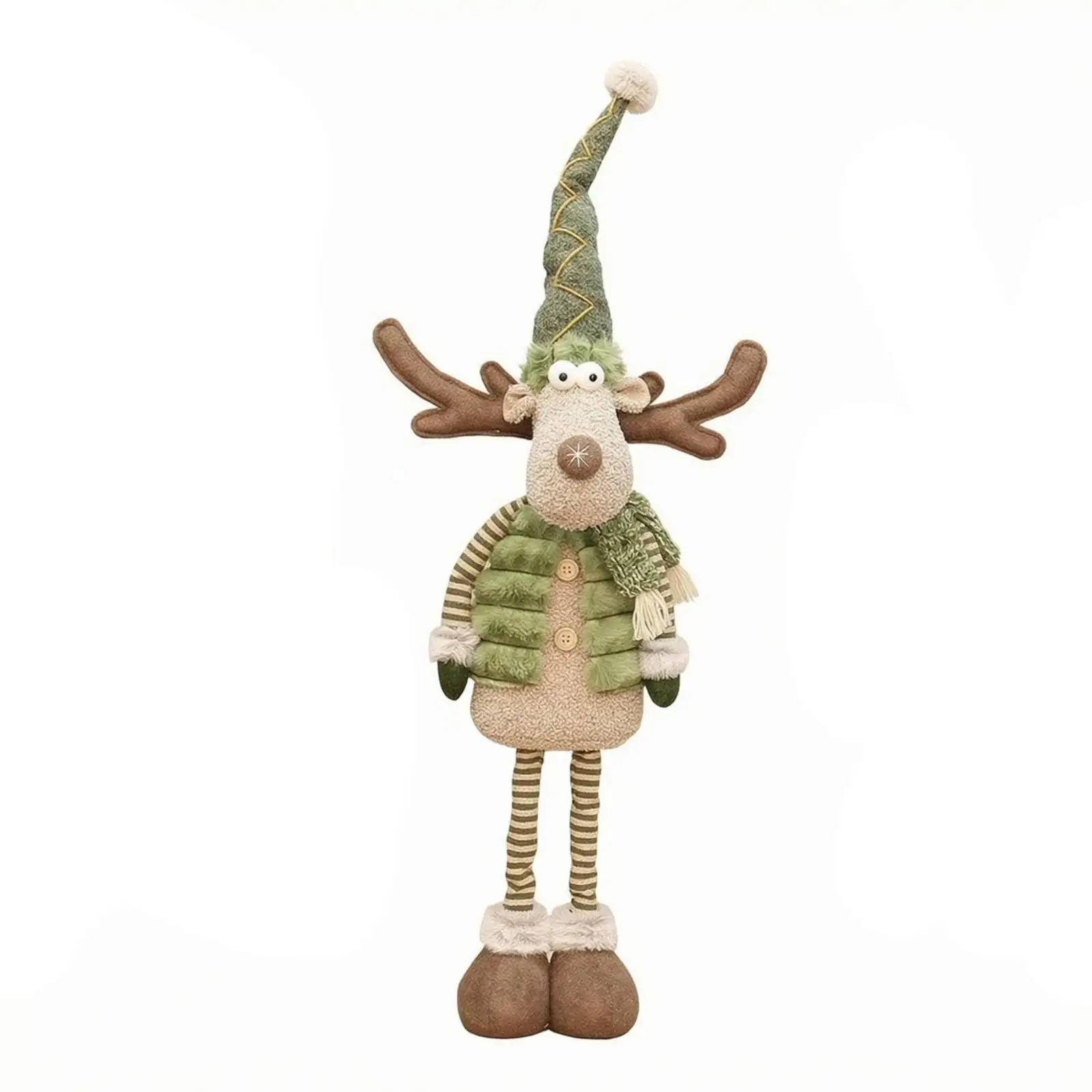 Stuffed Deer with Extendable Legs | Adjustable Height Construction, Whimsical Holiday Design, stuffed Reindeer Figurine, for