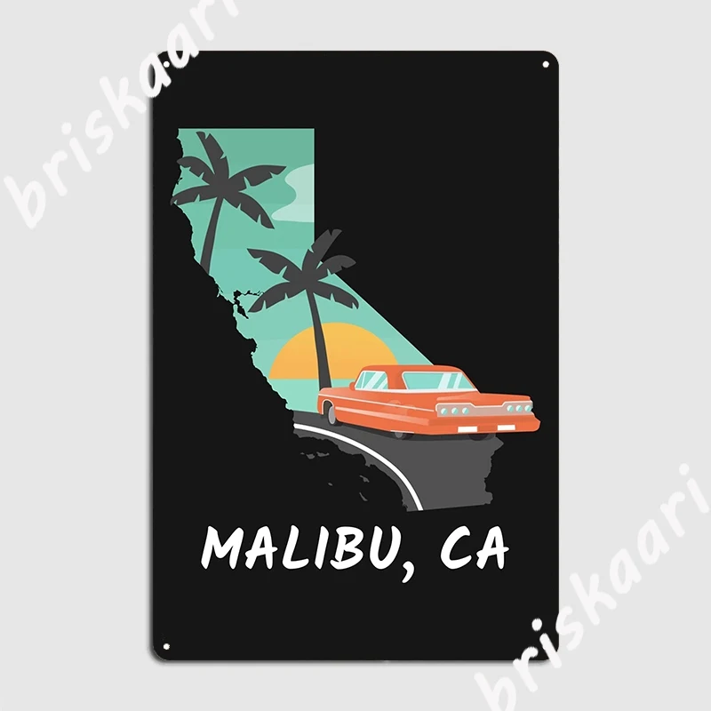 Malibu Ca Poster Metal Plaque Plaques Wall Cave Pub Garage Classic Tin Sign Poster