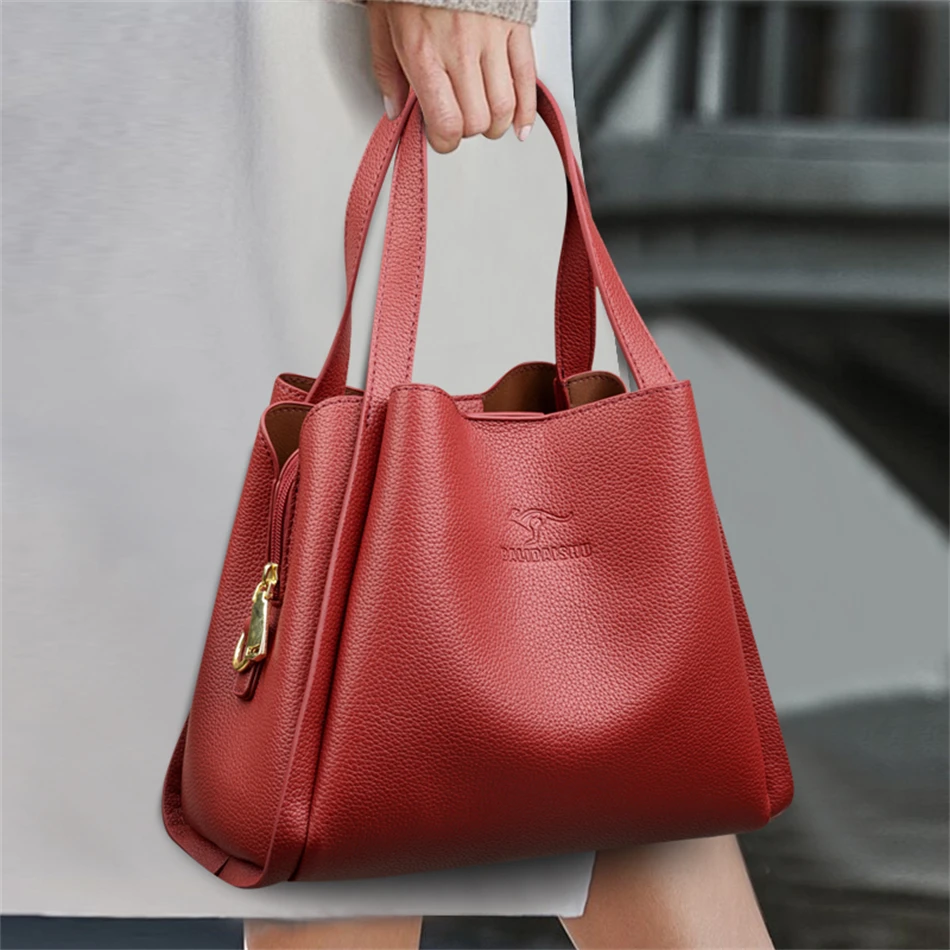 Brand High Quality Soft Leather Large Capacity Top-handle Bags Female Handbags Women Shoulder Crossbody Totes Messanger Bag