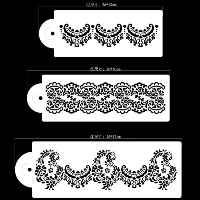 3pcs Kawaii Cake Spray Mold Stencils DIY Layering Scrapbook Coloring Embossing West Point Decoration Painting Template Reusable