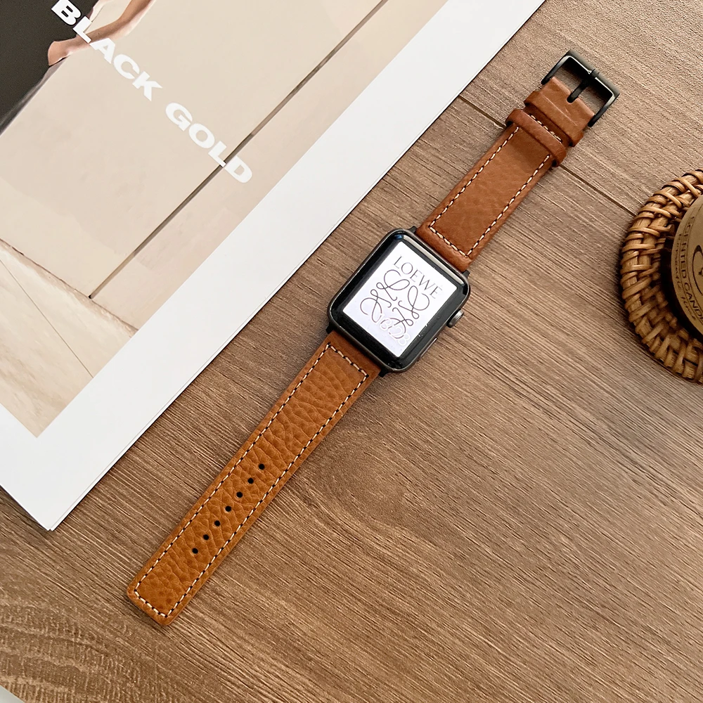Luxury Retro Genuine Leather Strap for Apple Watch 49mm 45mm 41mm 654SE 44mm 40mm Replacement Wristband for iWatch 3 2 42mm 38mm
