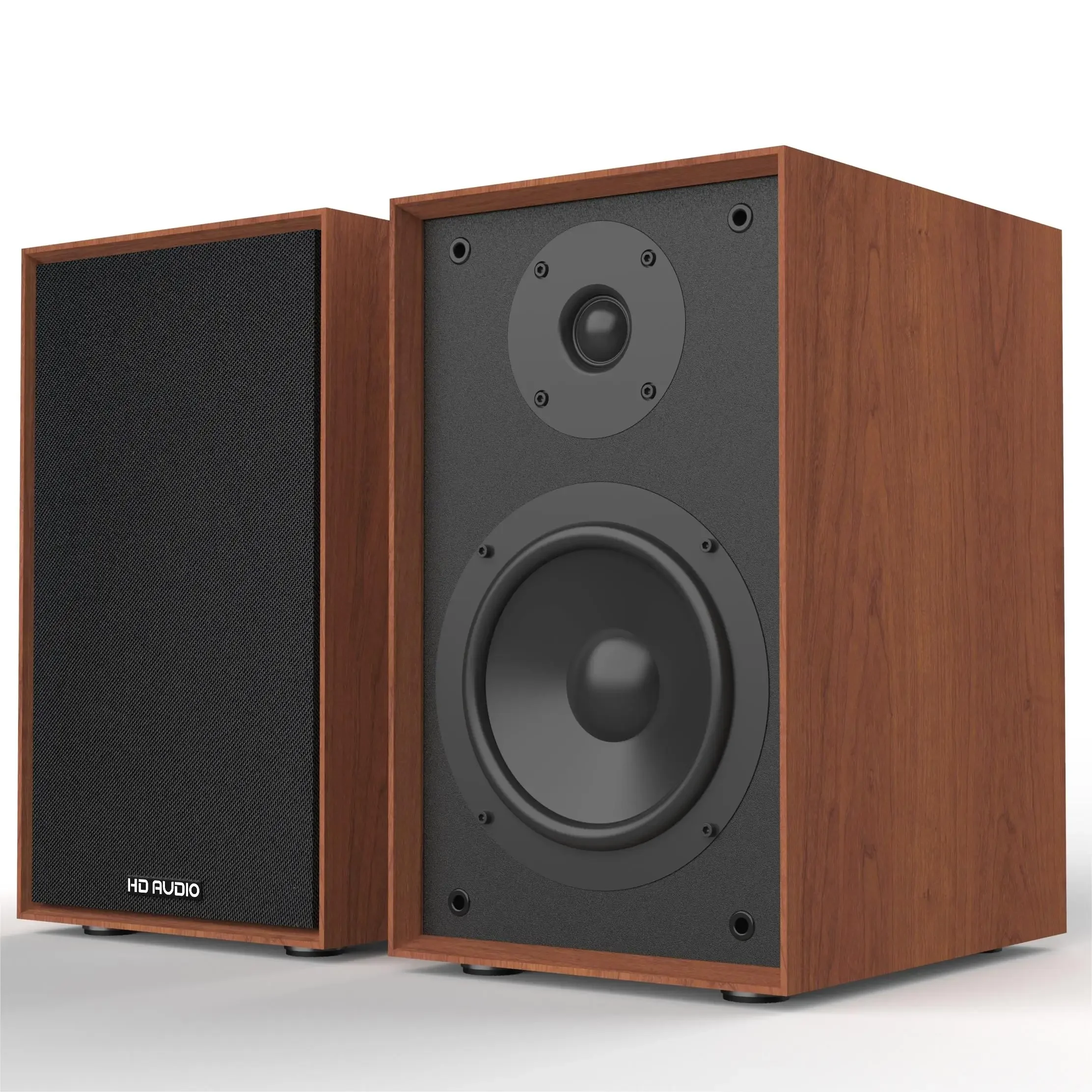 120W SR07B Handmade Wooden Housing Stylish Design Super Bass Sound Bookshelf Active Speaker For TV