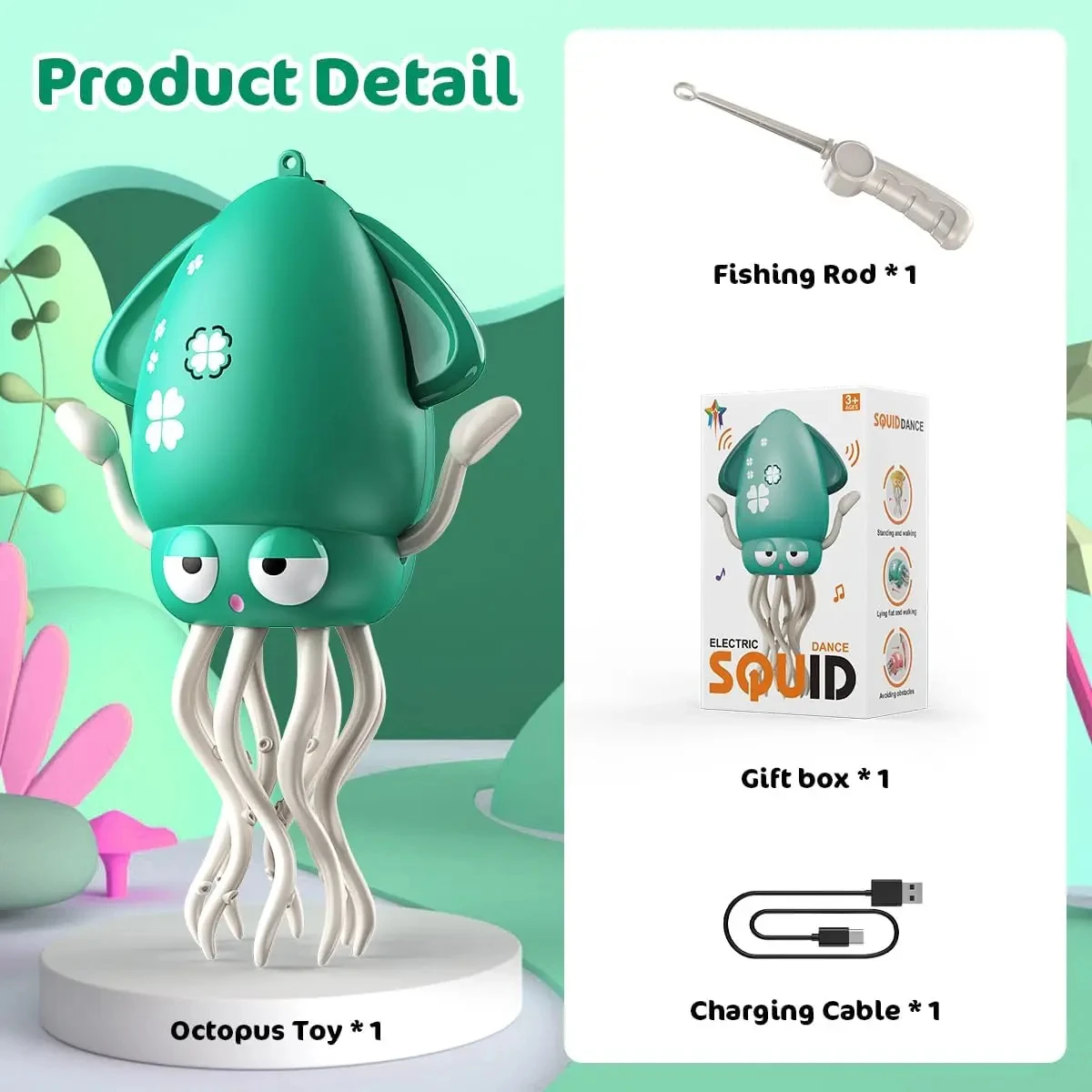 Interactive Dancing Octopus Toy with LED Lights & Music, Electric Crawling Sensor Obstacle Avoidance Gift for Kids Toddlers