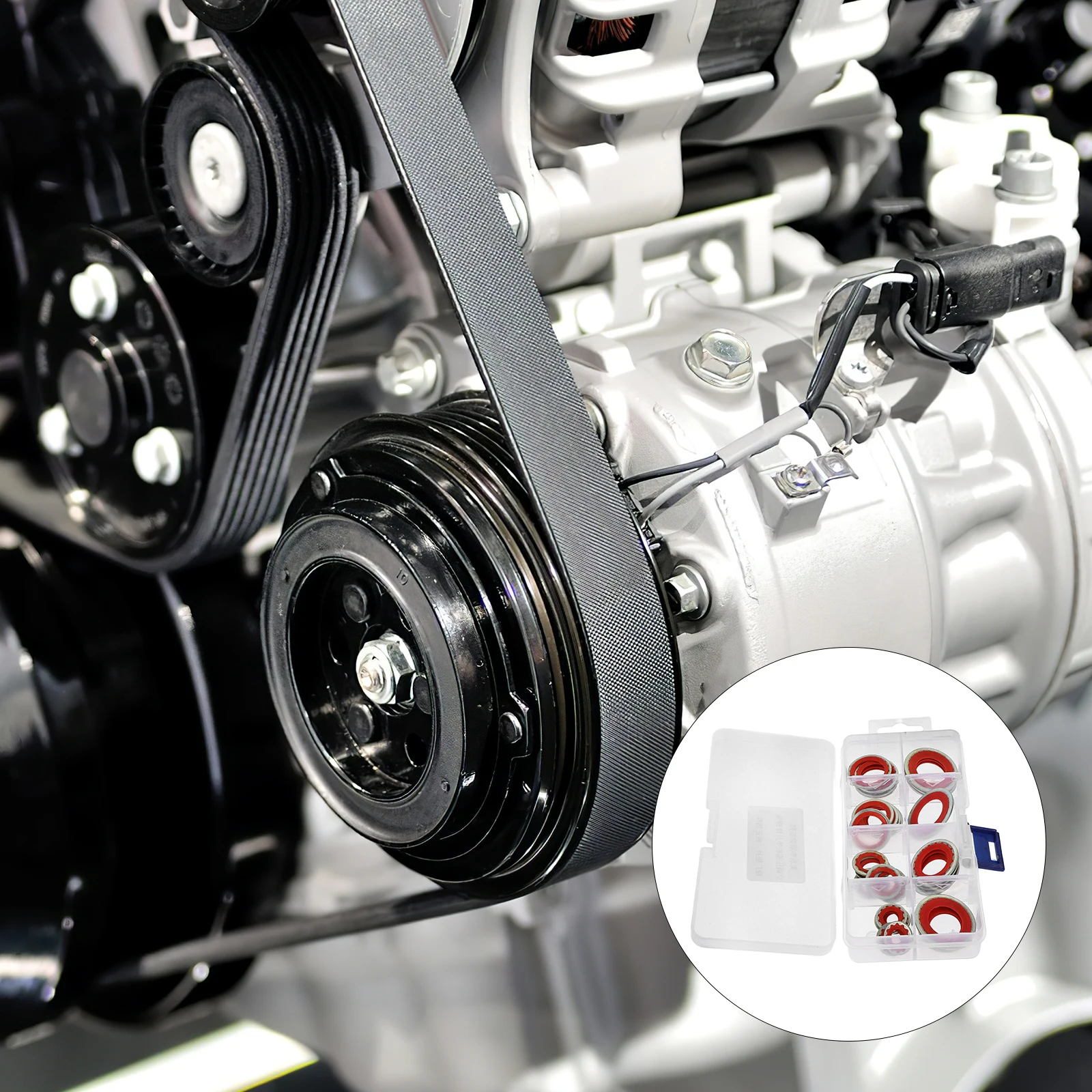 

30pcs Air Automotive Replacement Air Conditioning Compressor Gaskets Cars Stainless Steel Rings Black Box Repair Kit Automotive