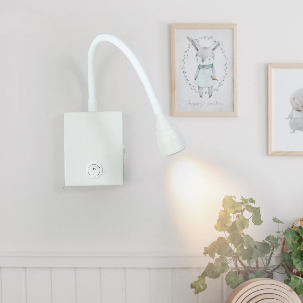 Moderno LED flexível Wall Lights com interruptor, cabeceira Wall Mounted Sconce, abajur, quarto, livro de estudo