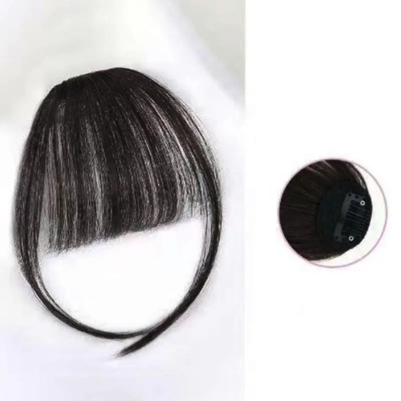 Franja de ar invisível falsa sintética-franja frontal extensão de cabelo preto marrom acessórios de cabelo para mulheres naturais