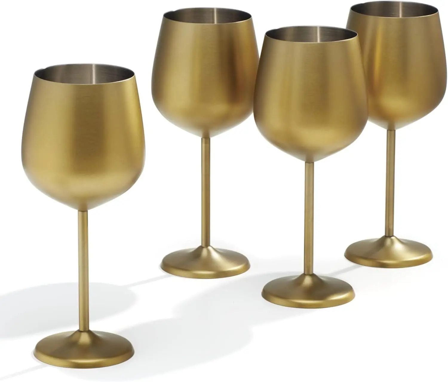 Silversmiths 4 Piece Set of 18 oz Brushed Gold All Purpose Single Wall Wine Glasses