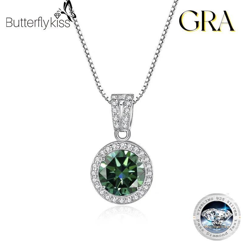 Butterflykiss 1Carat Moissanite Diamentowe naszyjniki dla kobiet 925 Sterling Silver Luksusowy łańcuszek Iced Bling Biżuteria ślubna