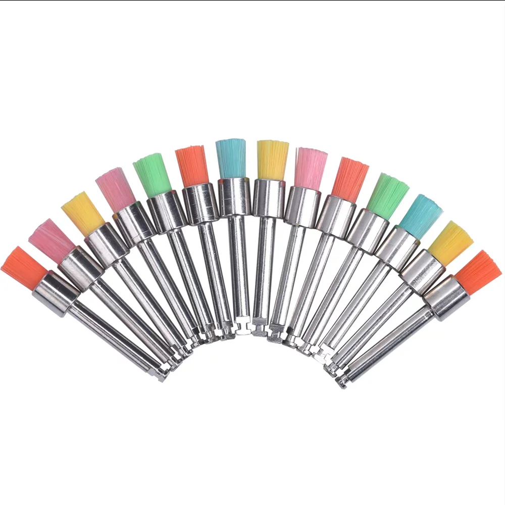 

100pcs/Bag Mixed Color Flat Dental Polishing Brush Nylon Polisher Head RA Shank Dentistry Polisher
