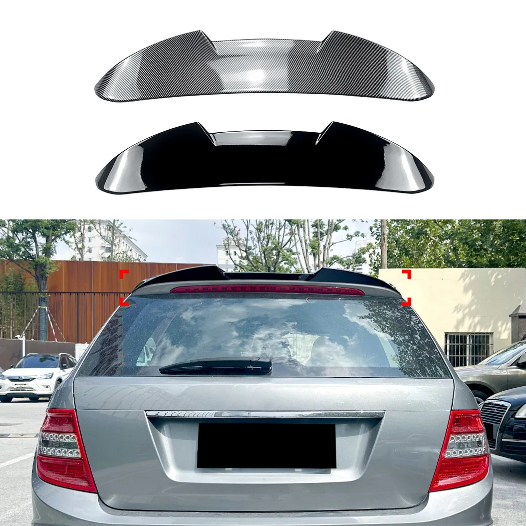 

Rear Roof Spoiler Wing Lip For Mercedes Benz C Class Wagon S204 2008-14 Carbon Fiber Look/Gloss Black Tail Trunk Upper Splitter