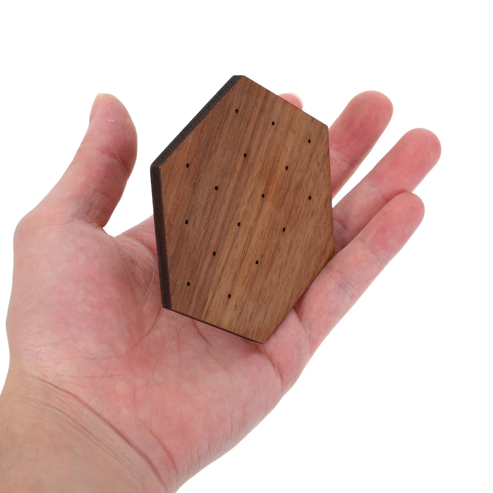 2Pcs Small Wooden Earring Holder Stand Elegant Natural Grain Stud Earring Display Pegboard for Selling Home Jewelry Storage