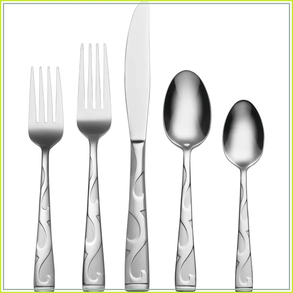 

45-Piece Stainless Steel Flatware Set for 8, Everyday Silverware Set with Serving Utensils, Dishwasher Safe
