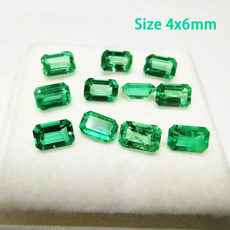 Lab Grown Columbian Emeralds Emerald Cut Hydrothermal Hand Cutting  Advanced Jewelry Making Materials 0.37-0.56ct  Certificate