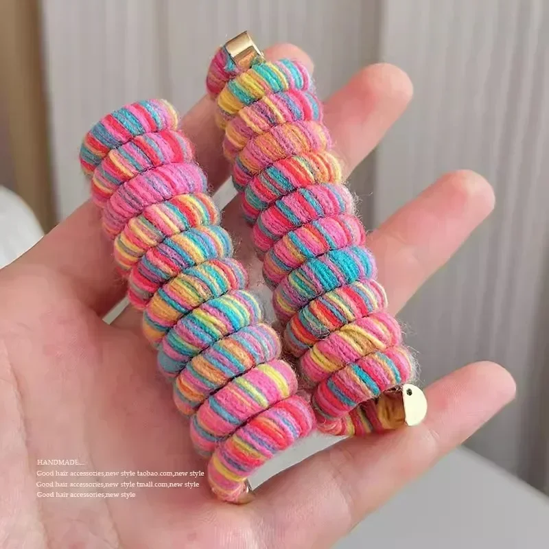 New Korean Spiral Hair Ties High Elastic Telephone Cord Braid Hair Band Women Girls No Crease Ponytail Holder Hair Ropes