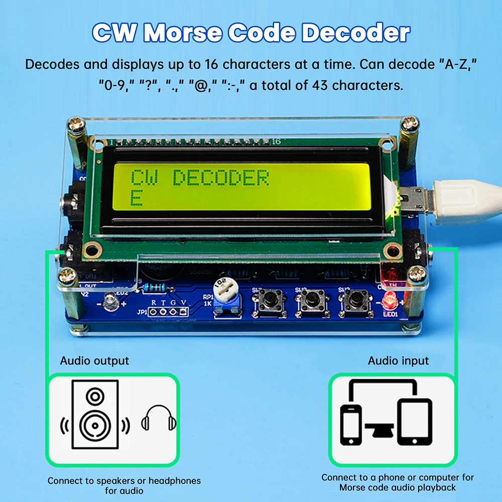DC 5V CW Morse Cipher Decoder Loose Circuit Board Welding Exercise DIY Electronic Manufacturing Kit