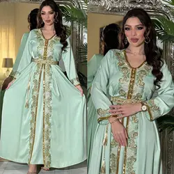 Eid muzułmańskie Abaya dla kobiet imprezowe sukienki Jalabiya haft Abayas Kaftan Islam Vestidos Arab długa suknia Ramadan maroko Dubai