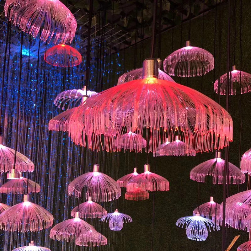 LED الإنترنت المشاهير قنديل البحر الألياف البصرية ضوء ملون قلادة الثريا بار KTV المشي شارع مهرجان أضواء الغلاف الجوي #3