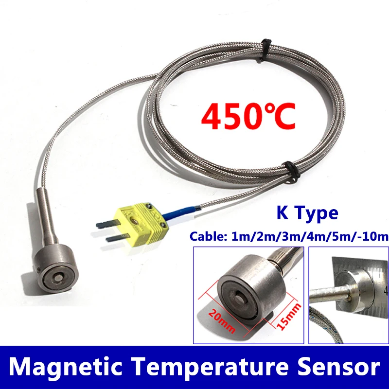 

Strong Magnetic Adsorption Thermocouple Temperature Sensor 0-450 Degree K type Plug with Stainless Steel Shielded Wire