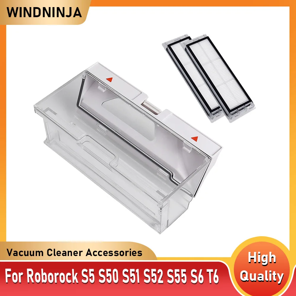 Dust Box Parts For Roborock S5 S50 S51 S52 S55 S6 T6 Vacuum Cleaner Accessories Dust Bin Box HEPA Filter Replacement Kits
