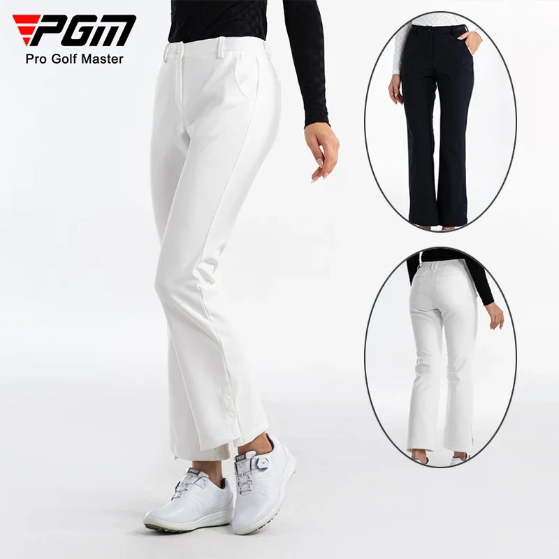 

PGM Women Keep Warm Thicken Golf Pants Ladies Slim Flared Long Trousers Women Elastic Waistband Sport Pants Cropped Sweatpants