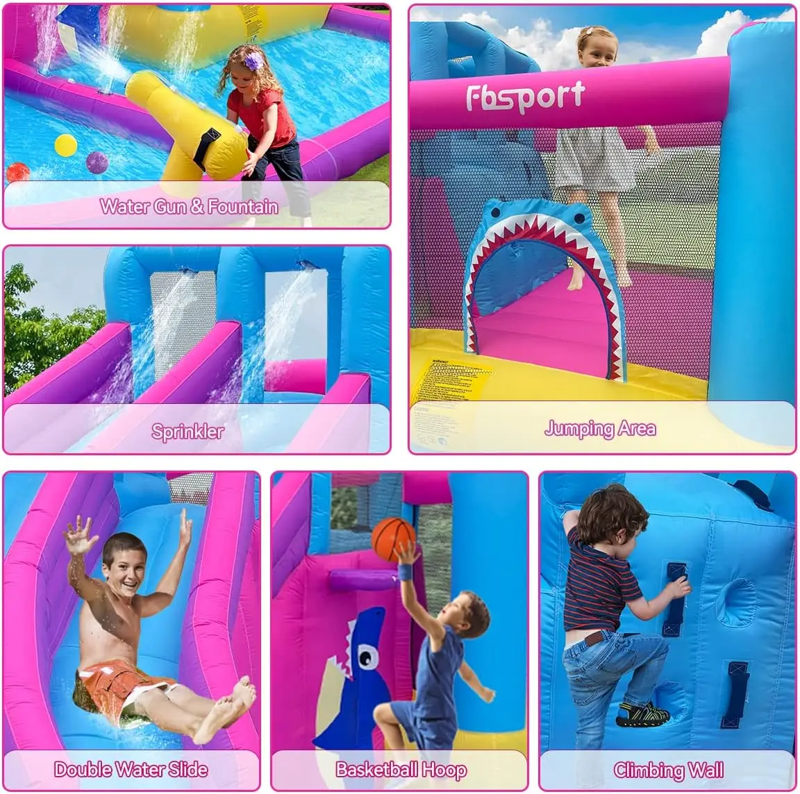 Twin Water Slides Inflatable Bounce House for Kids, Includes Ball Pit, Water Cannon, Climbing Wall – Children's Bouncy Castle with 550W Air Blower for Backyard, Indoor & Outdoor Use view 4